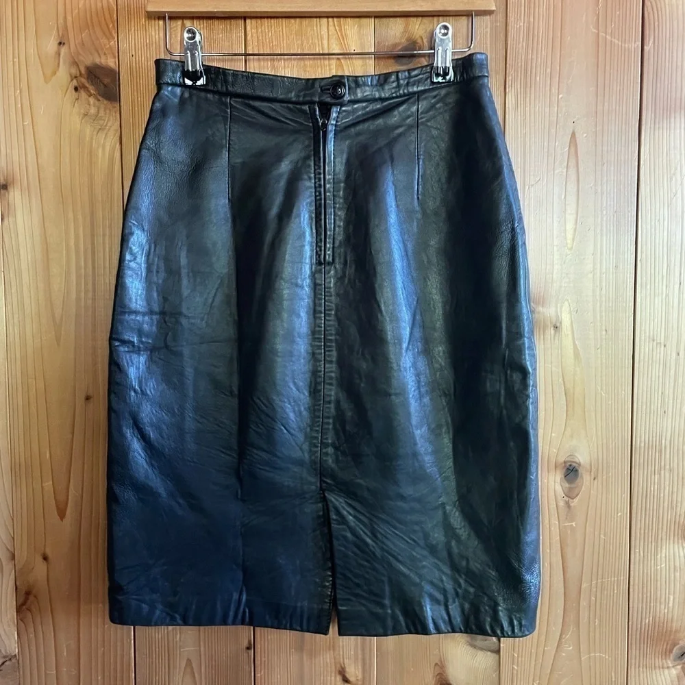 Michael Hoban Black Leather Maxi Skirt - Picture 3 of 5